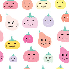 Halloween seamless pattern with pumpkins
