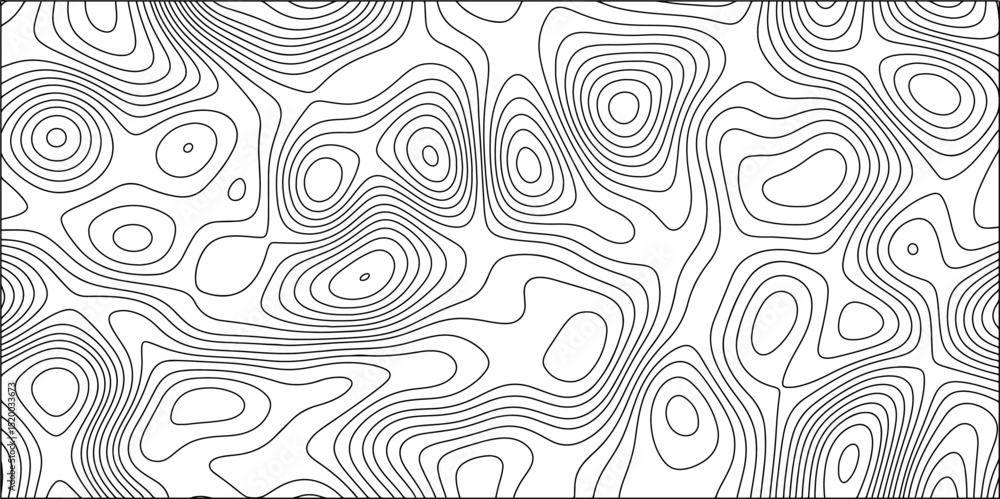 Aufkleber abstract topographic contour pattern in black and white, composed of densely packed, irregular conce