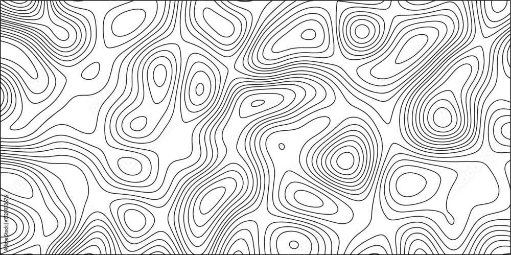 Aufkleber abstract topographic contour pattern in black and white, composed of densely packed, irregular conce