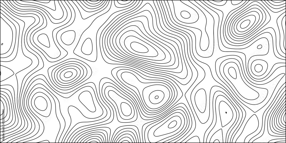 Aufkleber abstract topographic contour pattern in black and white, composed of densely packed, irregular conce