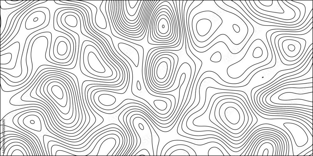Aufkleber abstract topographic contour pattern in black and white, composed of densely packed, irregular conce