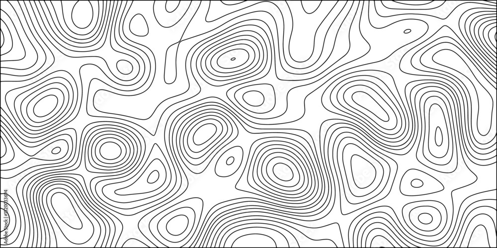 Aufkleber abstract topographic contour pattern in black and white, composed of densely packed, irregular conce