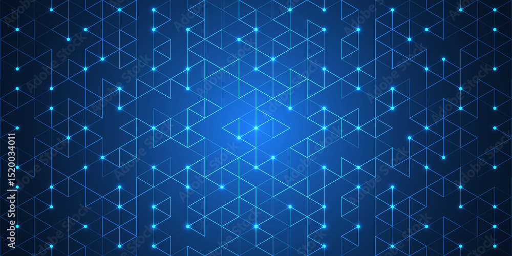 Poster Abstract technology background with a seamless pattern of simple geometric shapes. Stylish texture