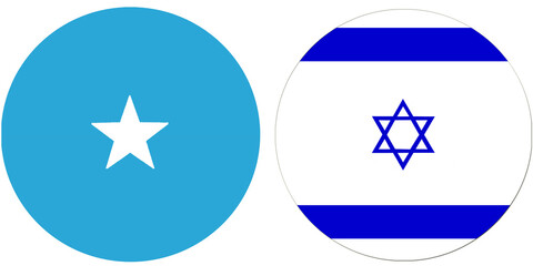 Somalia Official flag with Israel national flag, both countries flags are in Round shape and isolated on white background
Circular colorful design Flag with together.
Israelis