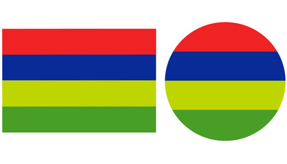 Mauritius national flag are isolated on white background.
Mauritius flag divided into 04 equal bands Up, Down having red, blue, yellow and green colors.
National flag of Mauritius
