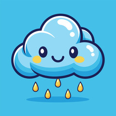 Smiling Rain Cloud – Cartoon Vector Icon Illustration, Weather and Nature Concept Isolated in Flat Style
