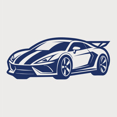 Sport Car Silhouette Logo &ndash; Flat Cartoon Vector Icon of Vehicle Transportation Concept
