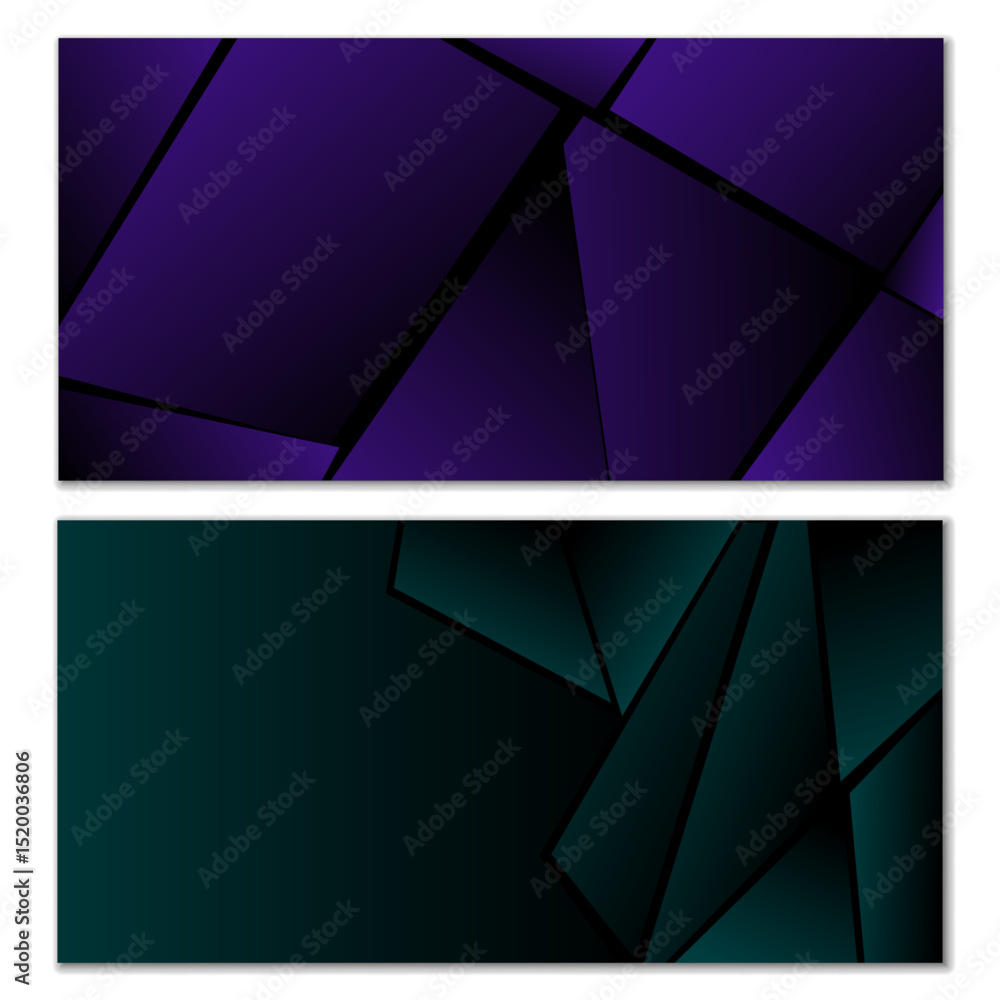 Poster abstract polygonal pattern. set of two dark gradient polygonal backgrounds. background design, cover