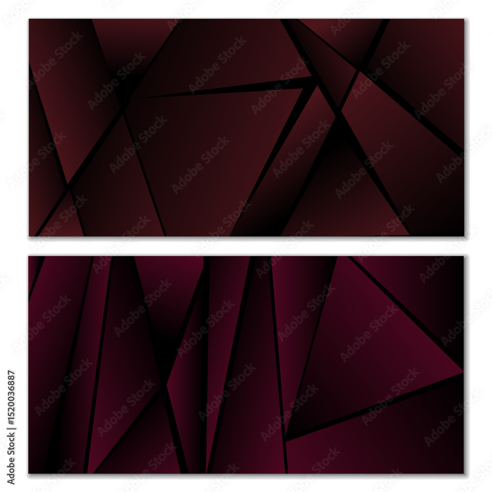 Poster abstract polygonal pattern. set of two dark gradient polygonal backgrounds. background design, cover