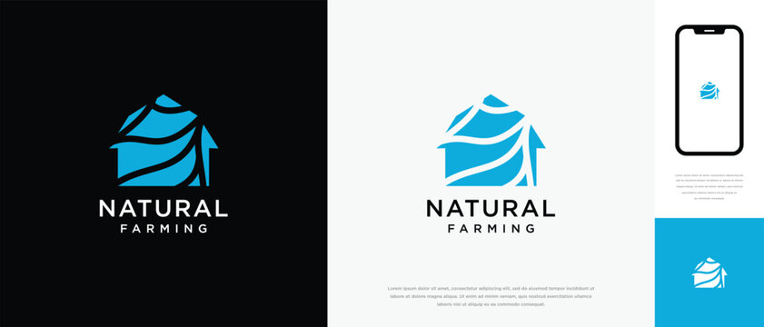 Nature tree farm house logo design. Nature leaf farm logo template. Farming and ranch logo symbol icon	