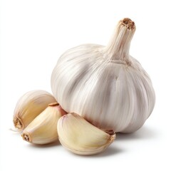 Fototapeta premium Whole garlic bulb with cloves isolated on white background