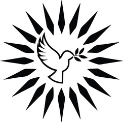 Realistic silhouette of a white bird with spread wings in flight transporting something