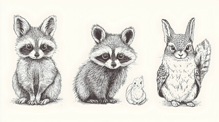 Hand  drawn forest animals collect  BBA36