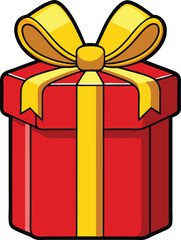 Red gift box with yellow ribbon isolated transparent festive holiday present