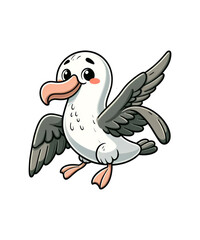 Obraz premium Cartoon vector illustration of a cute flying stork with a baby