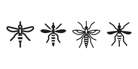 Minimal Mosquito Icon Set for Disease Awareness, Insect Control, Nature Studies, and Medical Infographic Designs