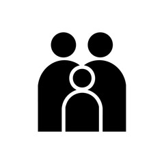 Minimal vector icon of a family consisting of two parents and a child, symbolizing love, care, and connection.


