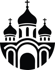 Silhouette design of a majestic orthodox cathedral with distinct onion domes