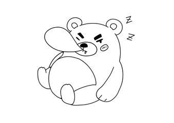 Grumpy sleepy bear cartoon – chubby cute animal illustration