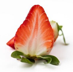 Fresh cut strawberry on white background