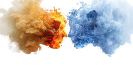 Fire and Ice: A visual metaphor depicting opposing forces, with the dynamic clash of fire and ice against a neutral backdrop.