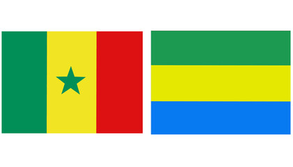 Senegal Official flag with Gabon national flag, both countries flags in Horizontal shape and isolated on white background
Rectangular colorful design Flag with together.
Senegalese