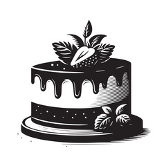 Black Cheesecake Silhouette Vector, High Quality Illustration on White Background