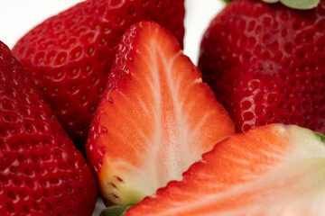 Fresh cut strawberry on white background