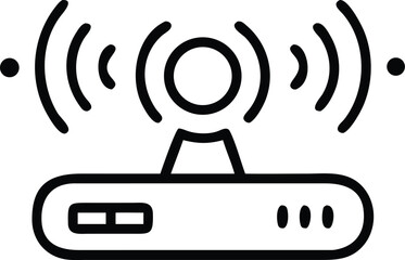 Silhouette wireless symbol in neon style for technology communication designs