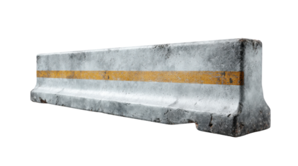 Concrete Barrier on Road: A weathered concrete barrier, marked with a distinctive yellow line, stands firm, embodying both infrastructure and safety.