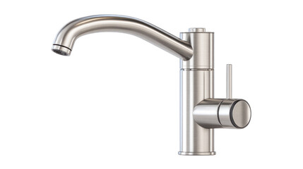 Elegant Faucet Design: A sleek, contemporary faucet stands tall, showcasing its polished chrome finish against a clean backdrop, perfect for modern kitchen or bathroom