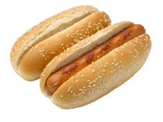 Overhead Shot of Hot Dog and Buns Isolated on transparent background, Isolated Png file, Cut-out, Isolate Png, No Background, Isolated object