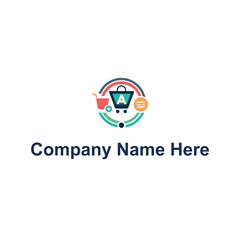 Online shopping logo design template concept for eCommerce flatform