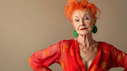 Older woman in vibrant fashion