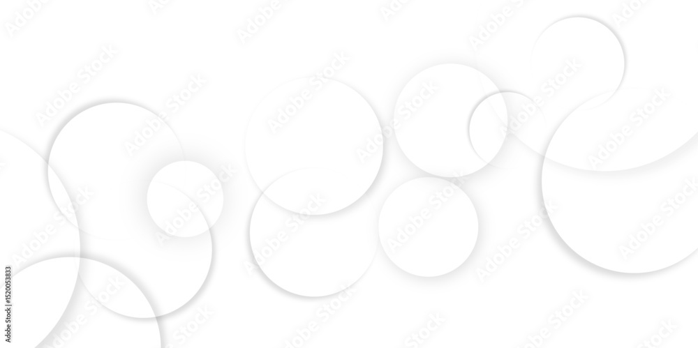 Aufkleber Abstract background with circle white abstract geometric background with soft light white paper circles in design .Gray abstract. Modern design background for report and project presentation template.