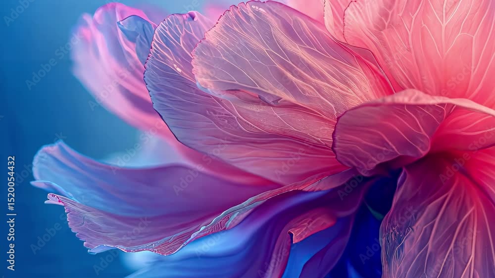Poster close-up of a beautiful pink flower with delicate petals and intricate details illuminated by soft l