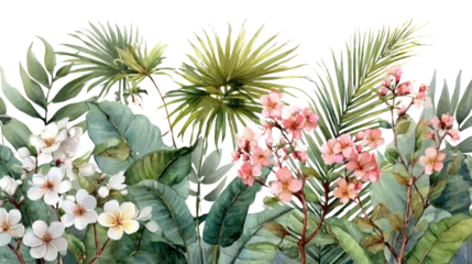 Photo sur Plexiglas Tropical Flora Panorama: A vibrant panorama of tropical plants and flowers, exuding natural beauty, capturing the delicate details and vivid colors of nature's artistry. 