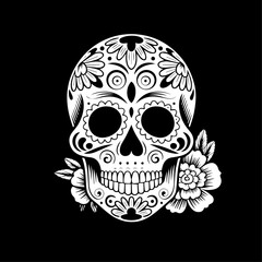 Tribal Style Sugar Skull Tattoo Vector Illustration
