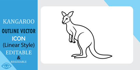 The Linear Style Kangaroo Outline Vector Icon Illustration