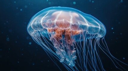 Vibrant jellyfish in ocean