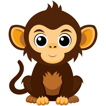 Adorable baby monkey cartoon with big ears
