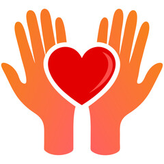 Obraz premium Helping hands holding red heart symbol 