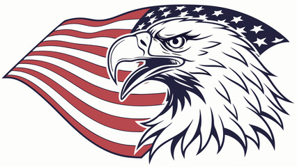 Obraz premium Illustration of an eagle head with american flag in the background with stars and stripes design