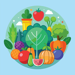 Vegetable Collection – Cartoon Vector Icon Illustration, Food and Nature Concept Isolated in Flat Style
