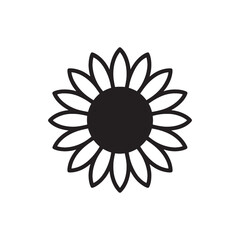 Simple Sunflower Icon Elegant Black and White Floral Design Element