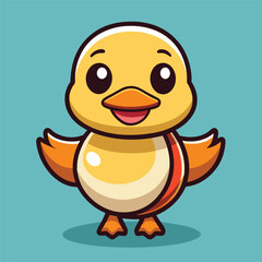 Cute Duck – Flat Cartoon Vector Icon of Animal and Nature Concept
