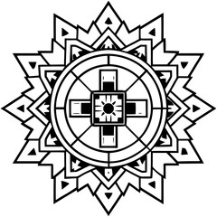 Pixel-Style Mandala Vector on White