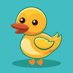 Cute Duck – Flat Cartoon Vector Icon of Animal and Nature Concept

