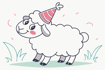 Obraz premium Happy Qurbani Goat Cartoon Vector