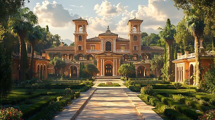 Obraz premium Grand renaissance mansion architecture exterior high resolution picture